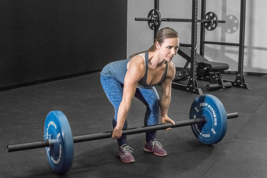 Athlete tackles a deadlift.